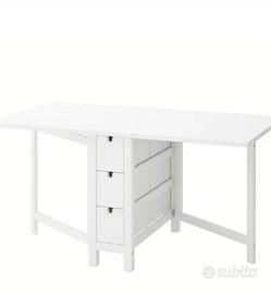 Tavolo ikea bianco pieghevole con cassetti