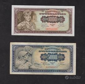YUGOSLAVIA 1963, 1000 e 5000 dinara