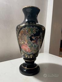 Vaso Anfora firmato Lapet Vintage Nero e Oro