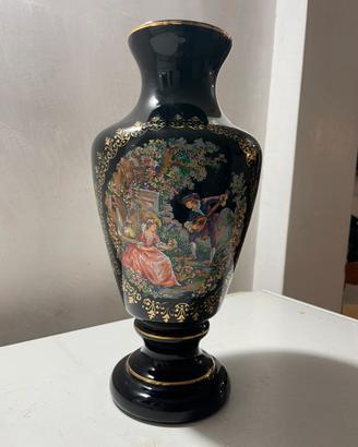 Vaso Anfora firmato Lapet Vintage Nero e Oro