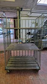 carrello/scaffale zincato con ruote