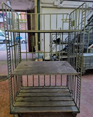 carrello/scaffale zincato con ruote