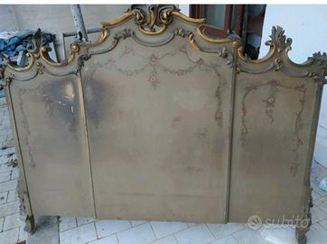Antico letto e comodini stile veneziano laccato 