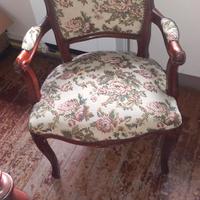  poltroncina anni 70 in legno e tessuto 