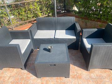 Salotto da giardino 4 posti Nebraska in rattan