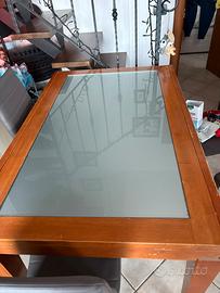 Tavolo legno e cristallo cucina salone allungabile