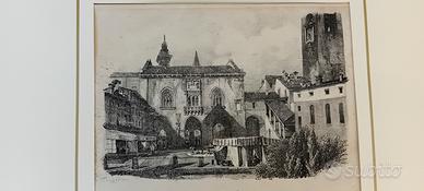stampa antica di Bergamo xilografia rarissima 