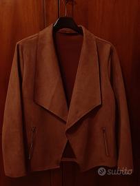 Blazer donna marrone effetto scamosciato