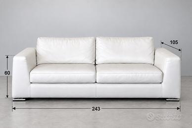 Divano 3 posti in ecopelle bianca da showroom