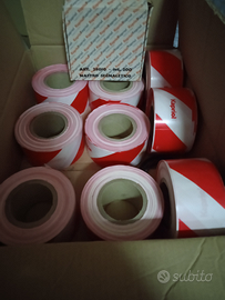 N.10 rotoli nastro segnaletico vedo bianco e rosso