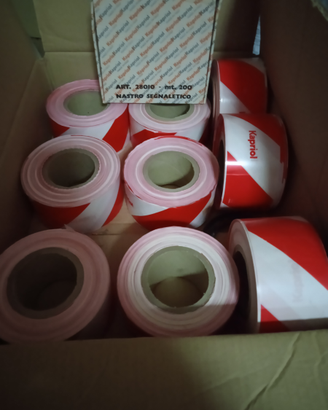 N.10 rotoli nastro segnaletico vedo bianco e rosso