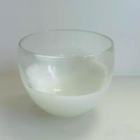 Vaso sferico in vetro trasparente e bianco