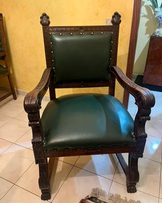 Poltrona in cuoio verde