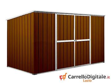 Casetta giardino in Acciaio 345x186cm legno scuro