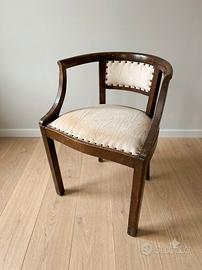 Coppia di Poltroncine Vintage in Legno Imbottite 