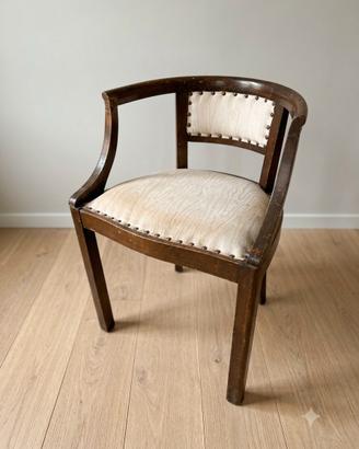 Coppia di Poltroncine Vintage in Legno Imbottite 