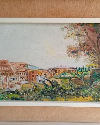 Dipinto olio sula tela Colliseo di Roma 