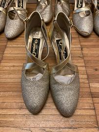 Scarpe ballo donna pelle/laminato oro 38