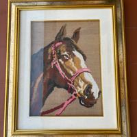 Quadro ricamato a mano - Testa di Cavallo