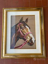 Quadro ricamato a mano - Testa di Cavallo