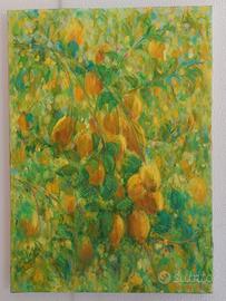 Quadro moderno olio su tela. Limoni