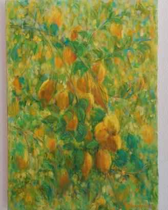 Quadro moderno olio su tela. Limoni
