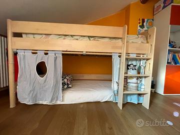 Letto a soppalco in legno per bambini con scala –