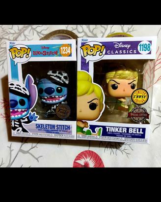Lotto funko pop stitch e tinker bell disney