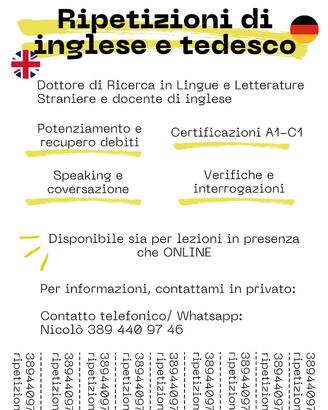 Ripetizioni di inglese e tedesco