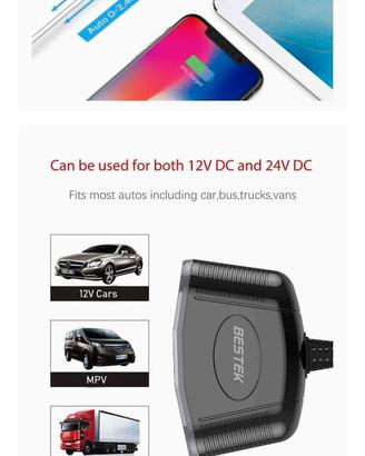 Caricatore per Auto 12/24V 150W, 2 Prese per lampe