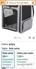 Trasportino a zaino per cani o gatti