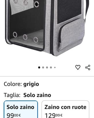 Trasportino a zaino per cani o gatti