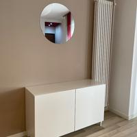 Credenza bianca con piano in vetro + specchio