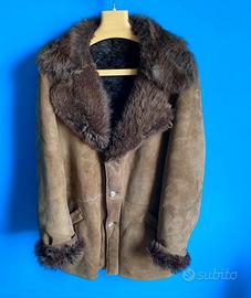 Giaccone vintage montone shearling marrone size XL