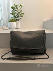 Borsa postina a tracolla similpelle grigia