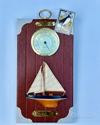 Pannello Nautico in Legno con igrometro e Veliero
