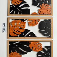 Set 3 Pannello rettangolare in legno traforato