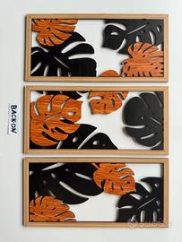 Set 3 Pannello rettangolare in legno traforato