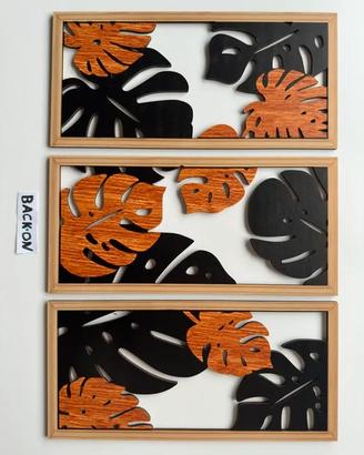 Set 3 Pannello rettangolare in legno traforato