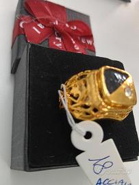 ANELLO UOMO PLACCATO ORO 18K INTARSIATO MIS. 18