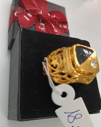ANELLO UOMO PLACCATO ORO 18K INTARSIATO MIS. 18