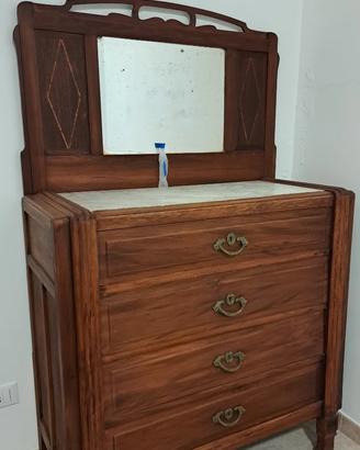 Cassettone Art Nouveau legno marmo