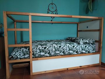 KURA Letto reversibile, bianco/pino, 90x200 cm