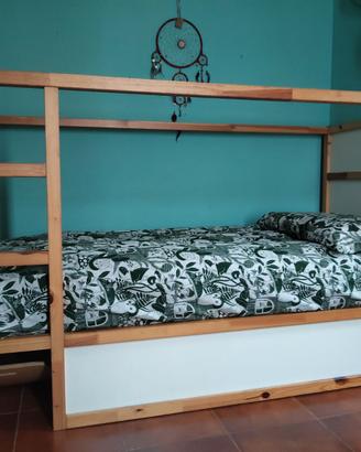 KURA Letto reversibile, bianco/pino, 90x200 cm
