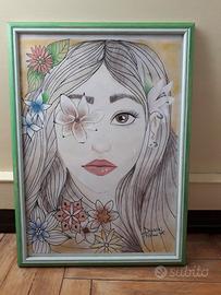 Quadro con cornice color verde chiaro 