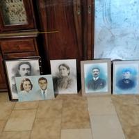 lotto antichi ritratti fotografici acquerellati 