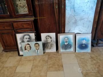 lotto antichi ritratti fotografici acquerellati 