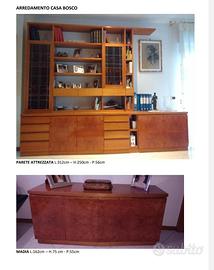 Parete attrezzata legno ciliegio 