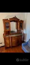 Credenza con vetrine , specchio e marmo Liberty