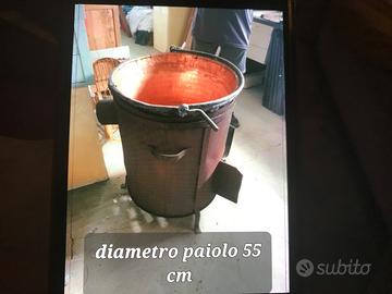 Paiolo in rame con fornace a legna